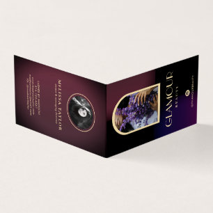 Carte De Visite Luxe Faux Gradient Violet et Bourgogne 2 Photos