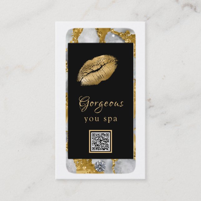 Carte De Visite Luxe Glam Cell Phone Gold QR LOGO Photo (Devant)