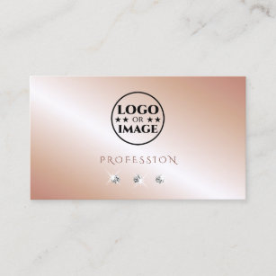 Carte De Visite Luxe Glam Rose Gold Sparkling Diamonds avec logo