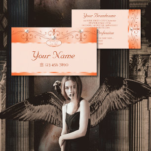 Carte De Visite Luxe Glam Saumon Ornat Bijoux étincelants Initiale