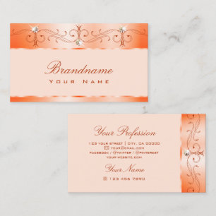 Carte De Visite Luxe Glam Saumon Ornat Bijoux étincelants Ornat