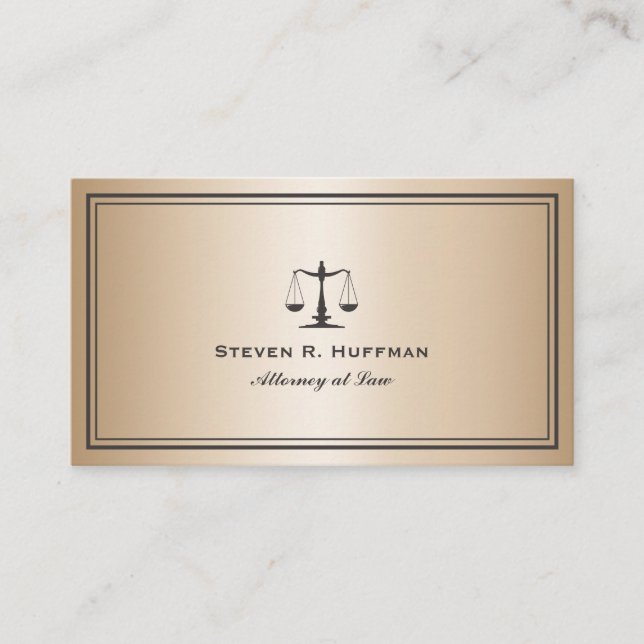 Carte De Visite Luxe Gold Attorney Justice Scale Professional (Devant)