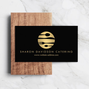 Carte De Visite Luxe Gold Catalogue Logo Restaurant, Chef Black