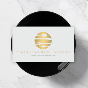 Carte De Visite Luxe Gold Catalogue Logo Restaurant Light Grey