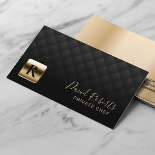 Carte De Visite Luxe Gold Emblem Professional Party Chef privé