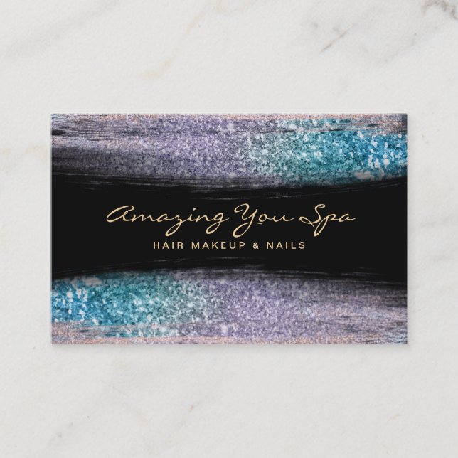 Carte De Visite *~* Luxe Gold Glam Rainbow Ombre Parties scintilla (Devant)
