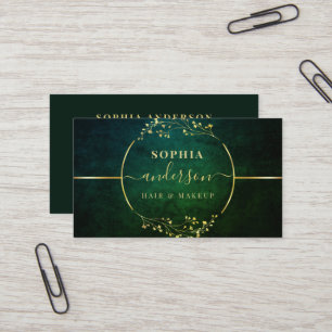 Carte De Visite Luxe Gold Logo Cercle Foliage Signature Script Bus