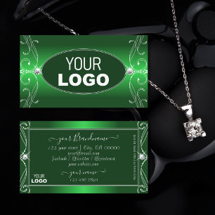 Carte De Visite Luxe Green Gradient Ornate Sparkle Bijoux Ajouter
