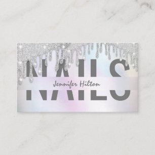 Carte De Visite Luxe holographique gouttes d'eau salon de ongles