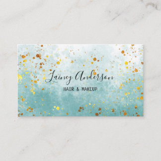 Carte De Visite Luxe mer vert aquarelle faux or feuille parties sc