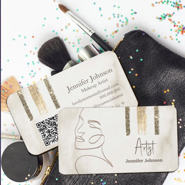 Carte De Visite Luxe minimaliste beauté visage (Luxury Minimalist Face Beauty Business Card #zazzlemade #minimalistfacebeauty #abstractface #beauty)