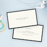 Carte De Visite Luxe Minimaliste Élégant noir ivoire chic élégant<br><div class="desc">Chic et élégant,  ce carte de visite moderne en ivoire et noir est un design minimaliste sophistiqué avec une typographie serif sobre. Le cadre noir fin met en valeur l'atmosphère classique et intemporelle de cette disposition.</div>