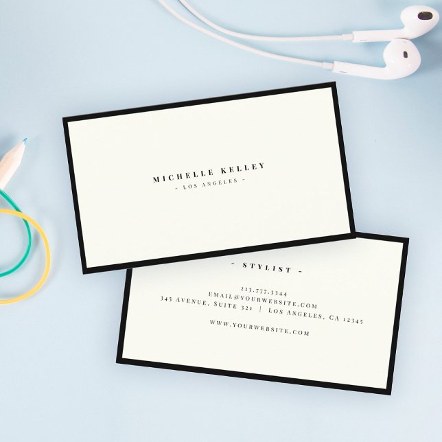 Carte De Visite Luxe Minimaliste Élégant noir ivoire chic élégant (Créateur téléchargé)