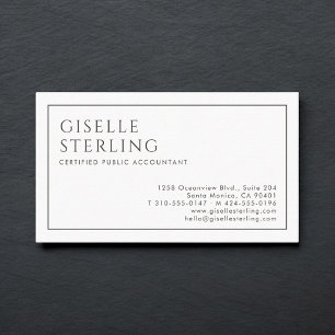 Carte de visite Luxe Minimaliste Noir Blanc