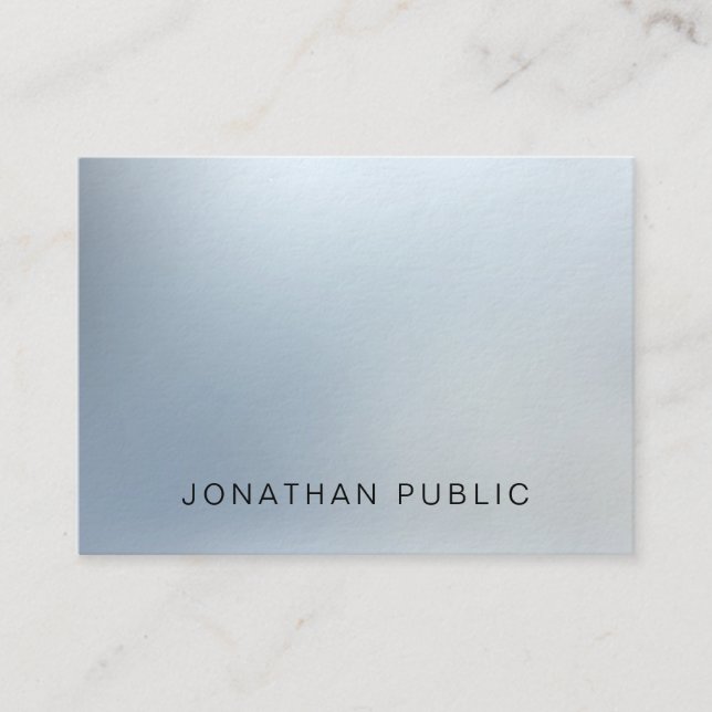 Carte De Visite Luxe Moderne Elégant Design Silver Look Plain (Devant)