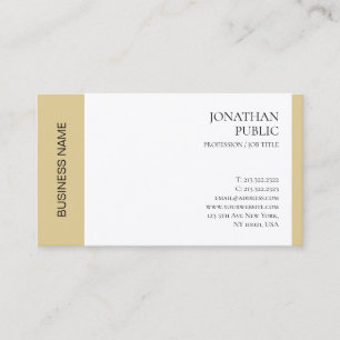 Carte De Visite Luxe Moderne Elégant Faux Gold White Professional