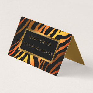 Carte De Visite Luxe Moderne Or Orange Tiger Ajouter Votre Texte