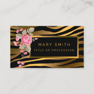 Carte De Visite Luxe Moderne Tigre Floral Ajouter Votre Texte