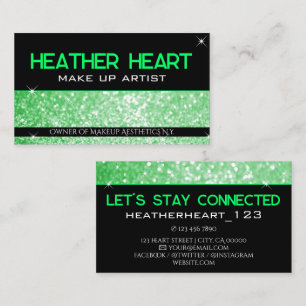 Carte De Visite Luxe Neon Green Parties scintillant brillante Glam