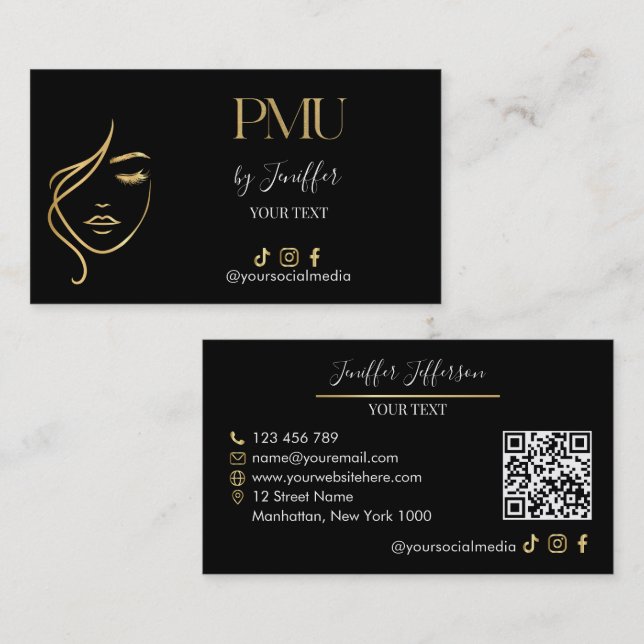 Carte de visite Luxe Noir & Or PMU (Devant / Derrière)