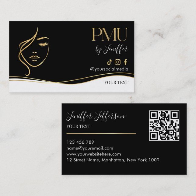 Carte de visite Luxe Noir & Or PMU Entreprise (Devant / Derrière)