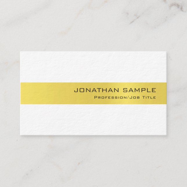 Carte De Visite Luxe Or Blanc Sophistiqué Design moderne (Devant)