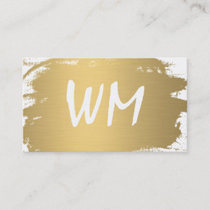 Carte De Visite Luxe Or Brossé Monogramme Texte Moderne