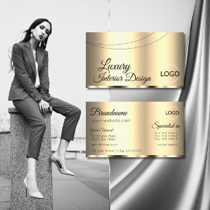 Carte De Visite Luxe Or Glamour Chic avec logo professionnel
