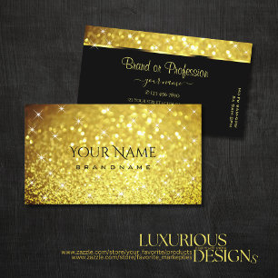 Carte De Visite Luxe Parties scintillant Jaune Or Étoiles Lumineus
