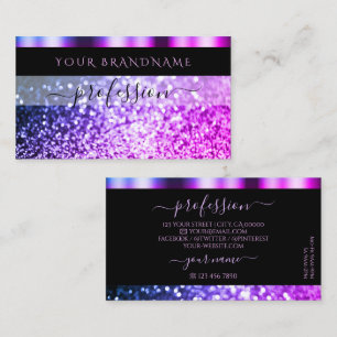 Carte De Visite Luxe Parties scintillant rose violet noir brillant