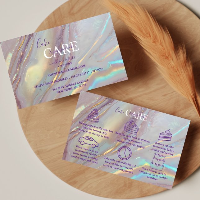 Carte De Visite Luxe Pearl Marble Aesthetic Cake Care  (Créateur téléchargé)