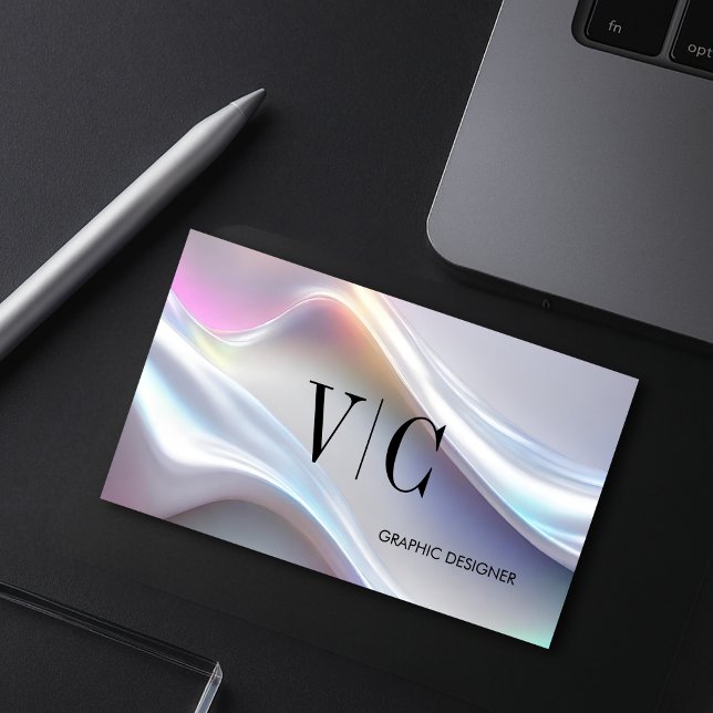 Carte de visite luxe perle holographique (Créateur téléchargé)