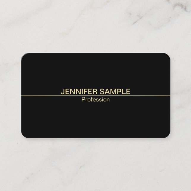 Carte De Visite Luxe professionnel Elegant Black White Gold (Devant)