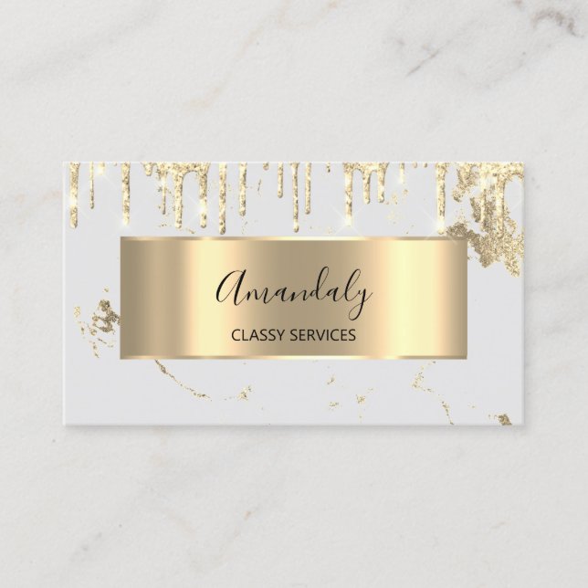 Carte De Visite Luxe professionnel Gold Royal Marble Grey (Devant)