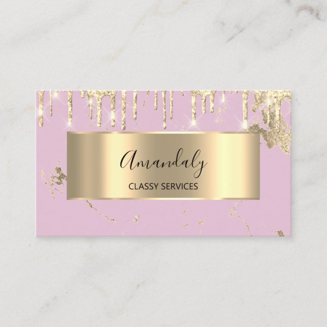 Carte De Visite Luxe professionnel Gold Royal Marble rose Lilac (Devant)