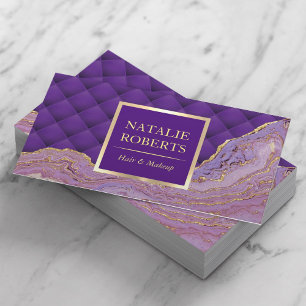 Carte De Visite Luxe Purple & Gold Agate Luxe Beauté Salon