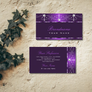 Carte De Visite Luxe Purple Squigles Sparkle Diamonds Ornements