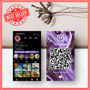 Carte De Visite Luxe   QR Violet & Noir