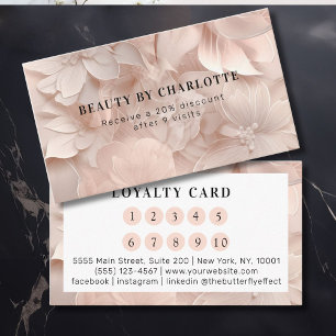 Carte De Visite Luxe, rose-beige, Fidélité Salon de Fleurs