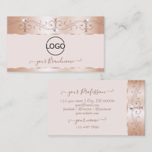 Carte De Visite Luxe Rose Coral Ornate Sparkle Diamonds Ajouter lo