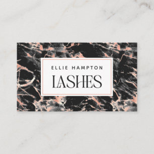 Carte De Visite Luxe Rose Gold Marbre noir Beauté Lashes