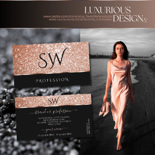 Carte De Visite Luxe Rose Gold Parties scintillant Étoiles Chic B