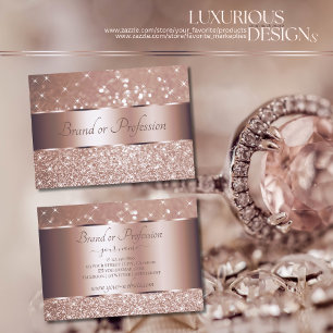 Carte De Visite Luxe Rose Gold Parties scintillant Étoiles Élég