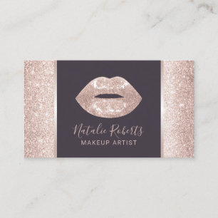 Carte De Visite Luxe Rose Gold Parties scintillant Lips Dusty Purp