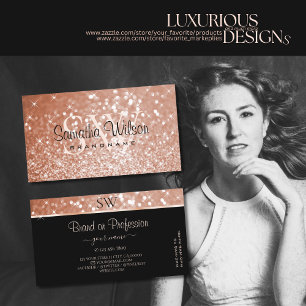 Carte De Visite Luxe Rose Gold Parties scintillant Lumineuses Étoi