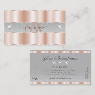 Carte De Visite Luxe Rose or gris clair étincelant Bijoux Initiale