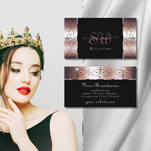 Carte De Visite Luxe Rose or noir bijoux en squigglé Monogramme