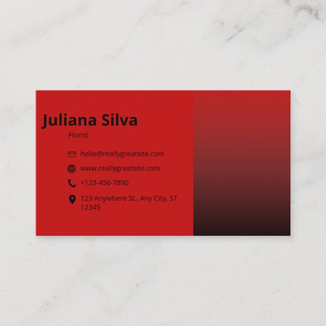 Carte de visite luxe rouge et noir moderne (Devant)