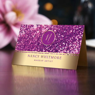 Carte De Visite Luxe Royal Gold & Parties scintillant rose Élégant