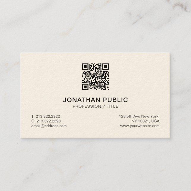 Carte De Visite Luxe Signature Cream Moderne Simple Professionnel (Devant)